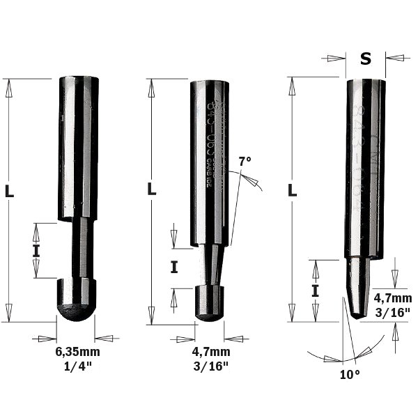 CMT 742.095.11 Rechte kantenfrees met geleiding zonder lager 0° schacht 6 mm