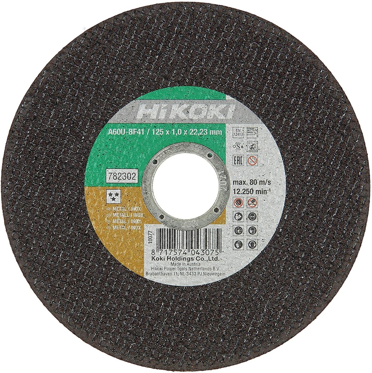 HiKOKI Accessoires 782302 Doorslijpschijf voor RVS/metaal 125 x 1 mm