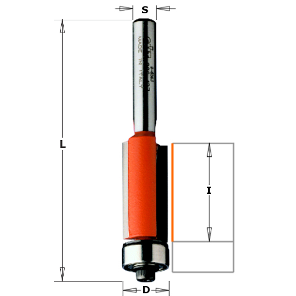 CMT 906.096.11 Uitloopfrees met kopse geleider 9,5 x 12,7 mm schacht 8 mm
