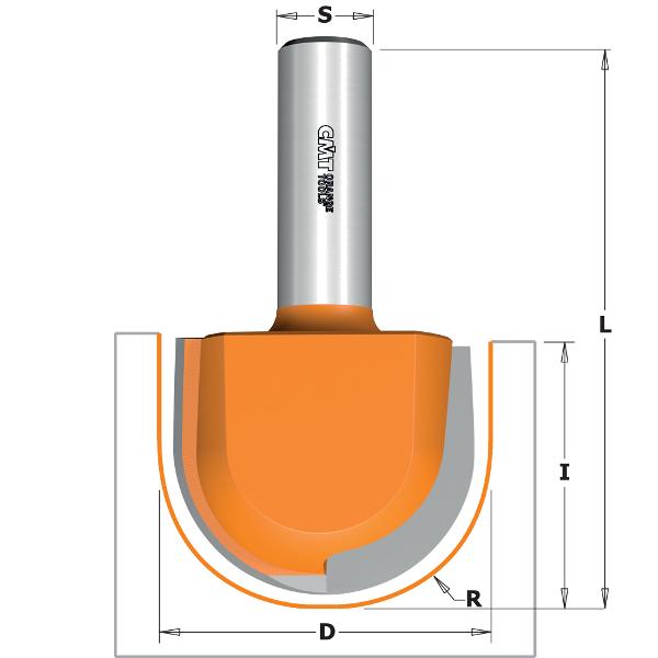 CMT 914.990.11 Bolle radius frees 50,8 x 31,7 R=25,4 zonder geleidelager