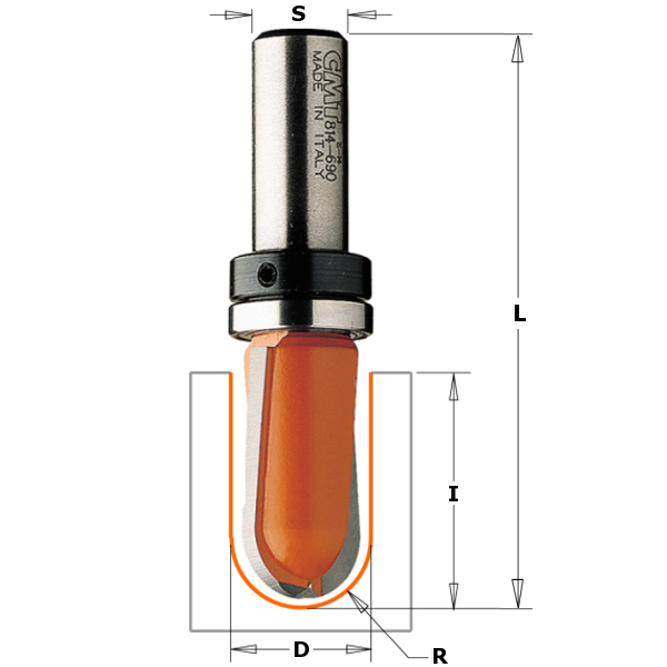 CMT 914.160.11B Bolle Radiusfrees + geleidelager op schacht 15,8 mm schacht 8 mm