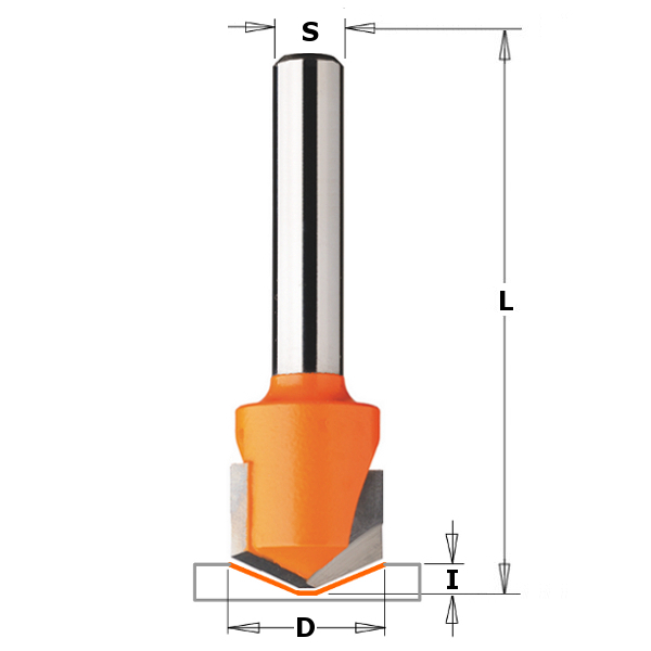 CMT 915.001.11 V-groef frees 90° voor alucobond schacht 8 mm