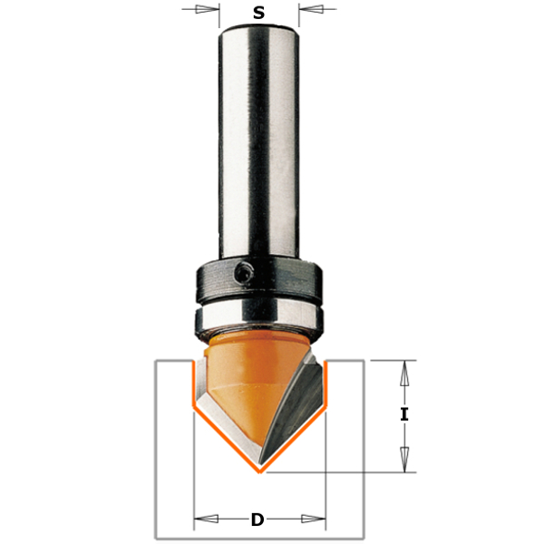 CMT 915.160.11B V-Groef frees 90° + geleidelager op schacht 16 mm schacht 8 mm
