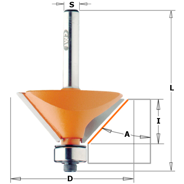 CMT 736.420.11 Afkantfrees 45° met geleidelager 45 x 18 mm schacht 6 mm