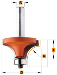 CMT 938.147.11 Holle Radiusfrees (zonder opstaande kant) R=1 met geleidelager 14,7 x 10 mm schacht 8 mm