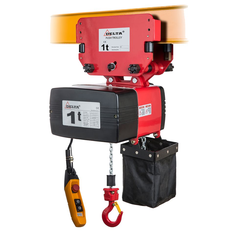 DELTA DH.0.DEY.01003.03 Elektrische kettingtakel met duwloopkat DEY - 400V - 1 ton - met 3 meter hijshoogte - dubbele snelheid - 1 part