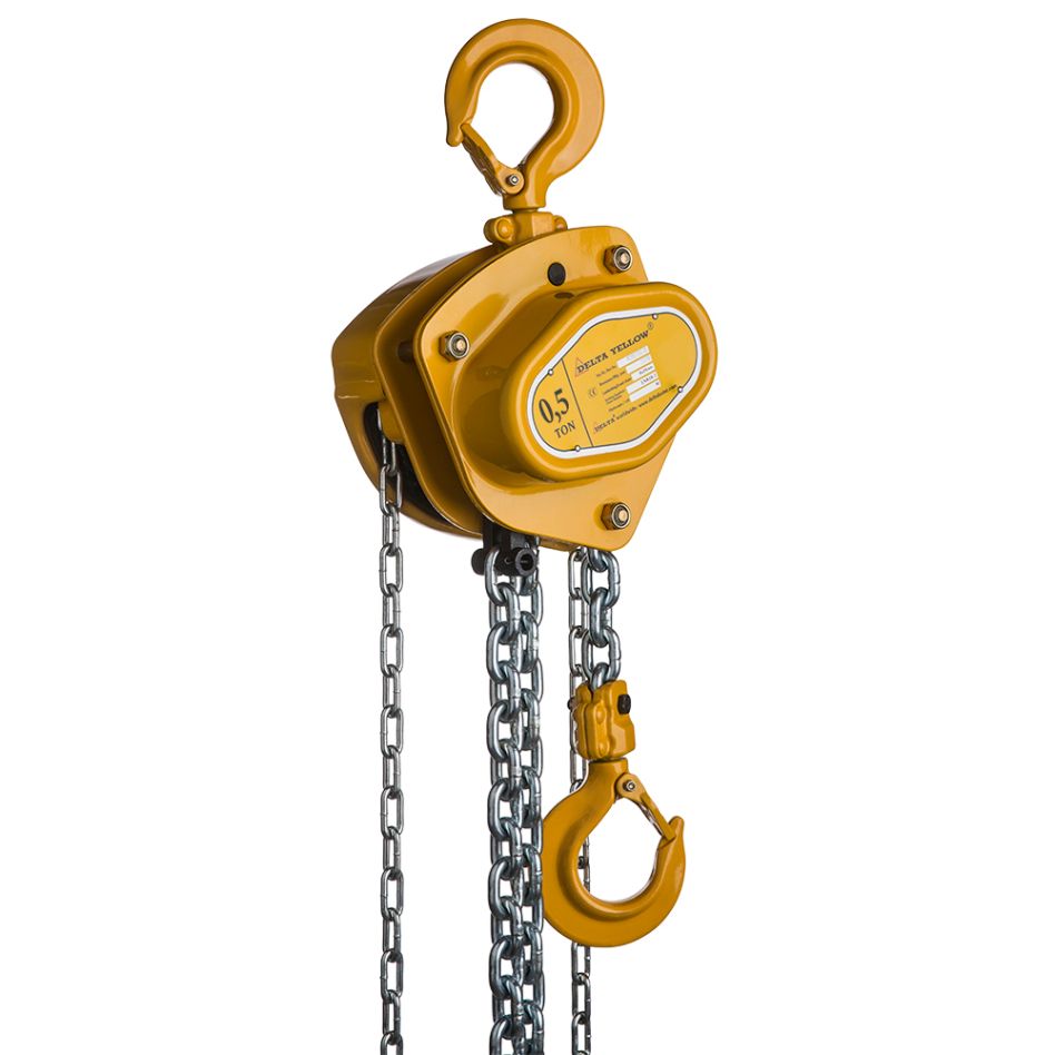 Delta DY.0.04400510 YELLOW - Handkettingtakel - 0,5 ton - met 10 meter hijshoogte