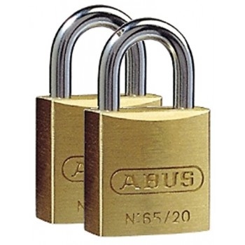 ABUS H65/20 TWINS C/FN Messing Hangslot, 2 stuks