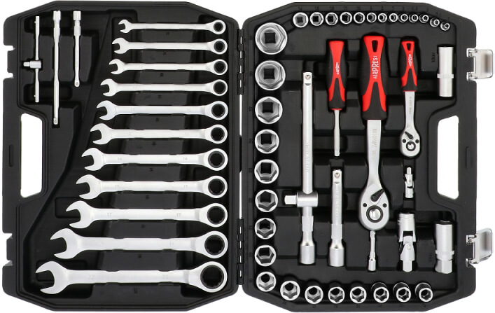 Airpress 75248 Gereedschapskoffer doppenset 54 delig professioneel