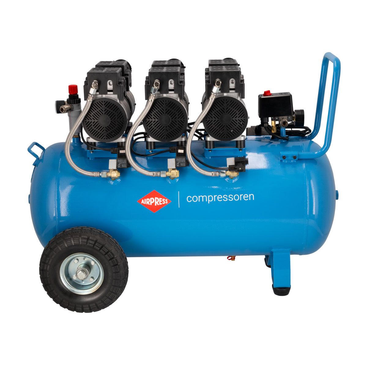 Airpress 36537 Compressor LMO 100-380 Silent Stille olievrije compressor 8 bar 3 pk (3 x 1 pk) / 2,25 kW 280 l/min 90 l