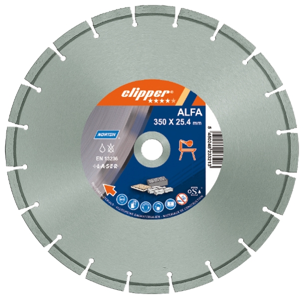 Norton Clipper 70184611209 ALFA Diamant zaagblad 350 x 25,4 mm