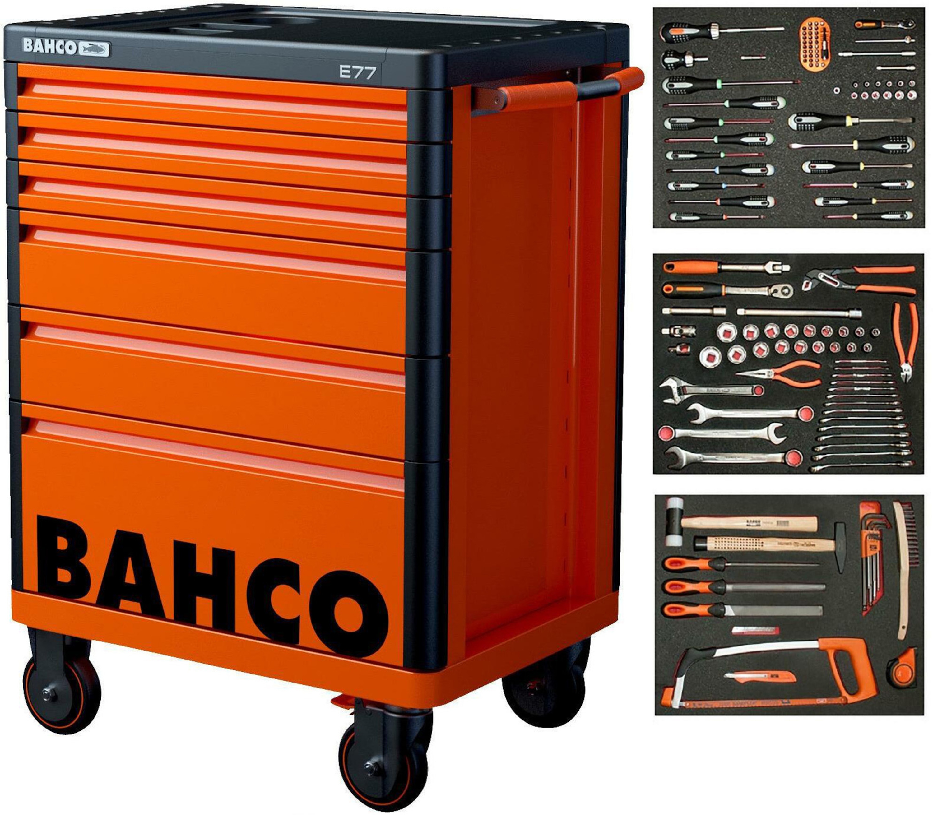 Bahco 1477K6-FULL3 Gereedschapswagen E77 oranje 130-delig