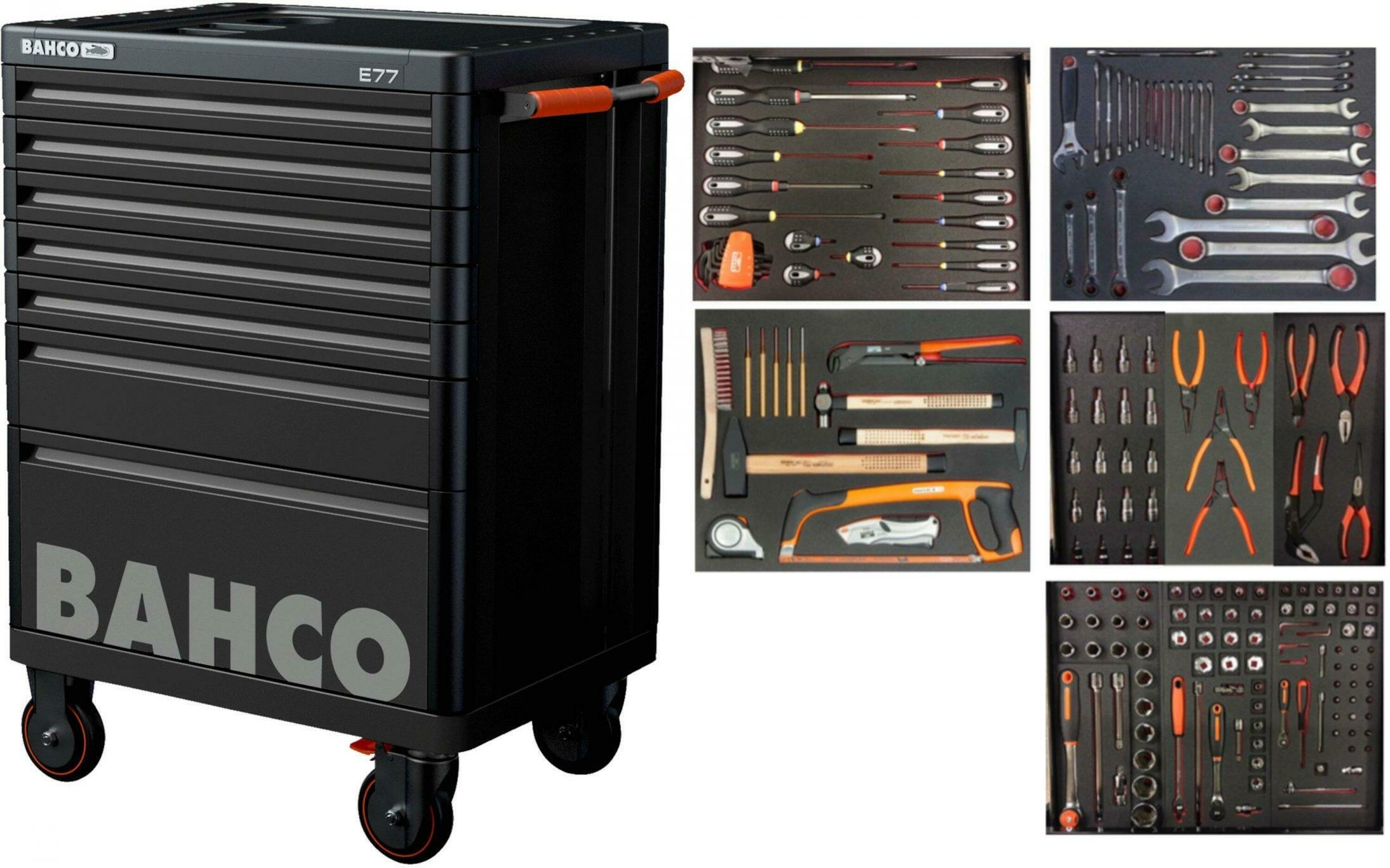 Bahco 1477K7BLACK-FULL5 Gereedschapswagen E77 zwart 193-delig