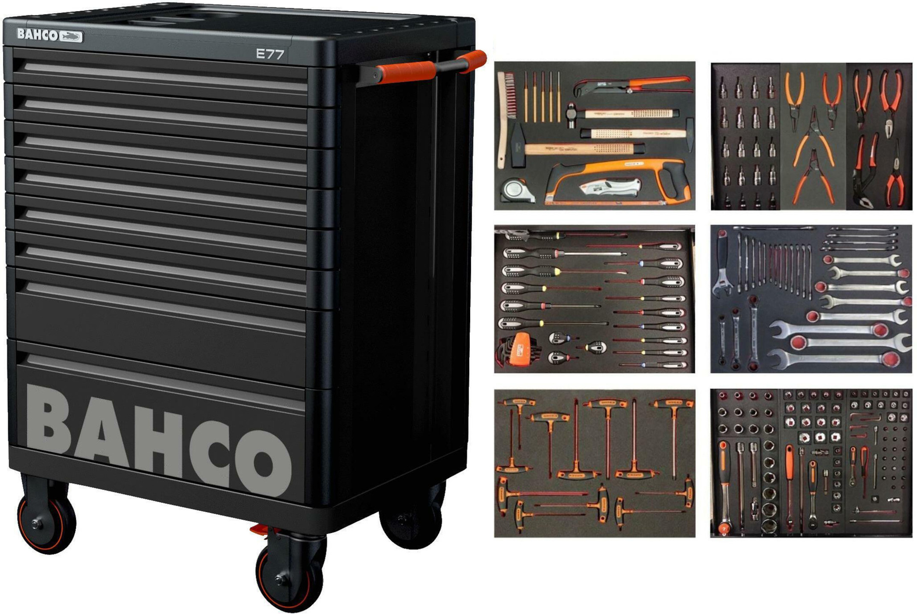 Bahco 1477K8BLACK-FULL6 Gereedschapswagen E77 zwart 205-delig
