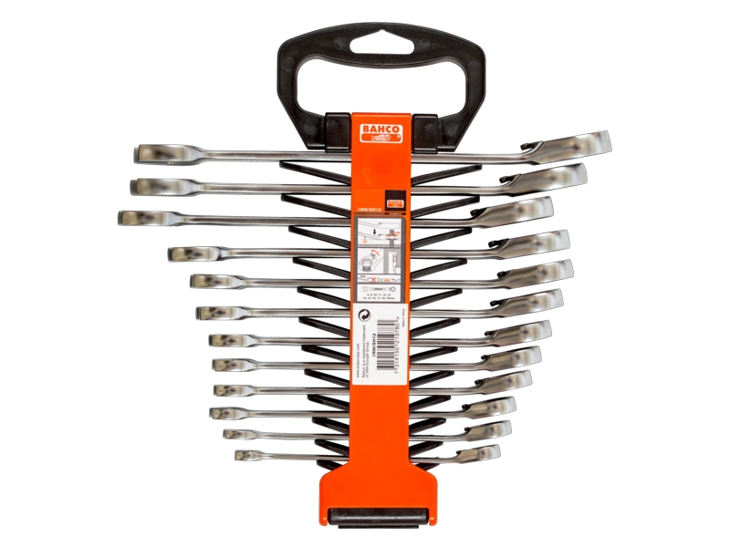 Bahco 1RM/SH12 Steek-ringratelsleutels, metrisch 8-19 mm 12-delig