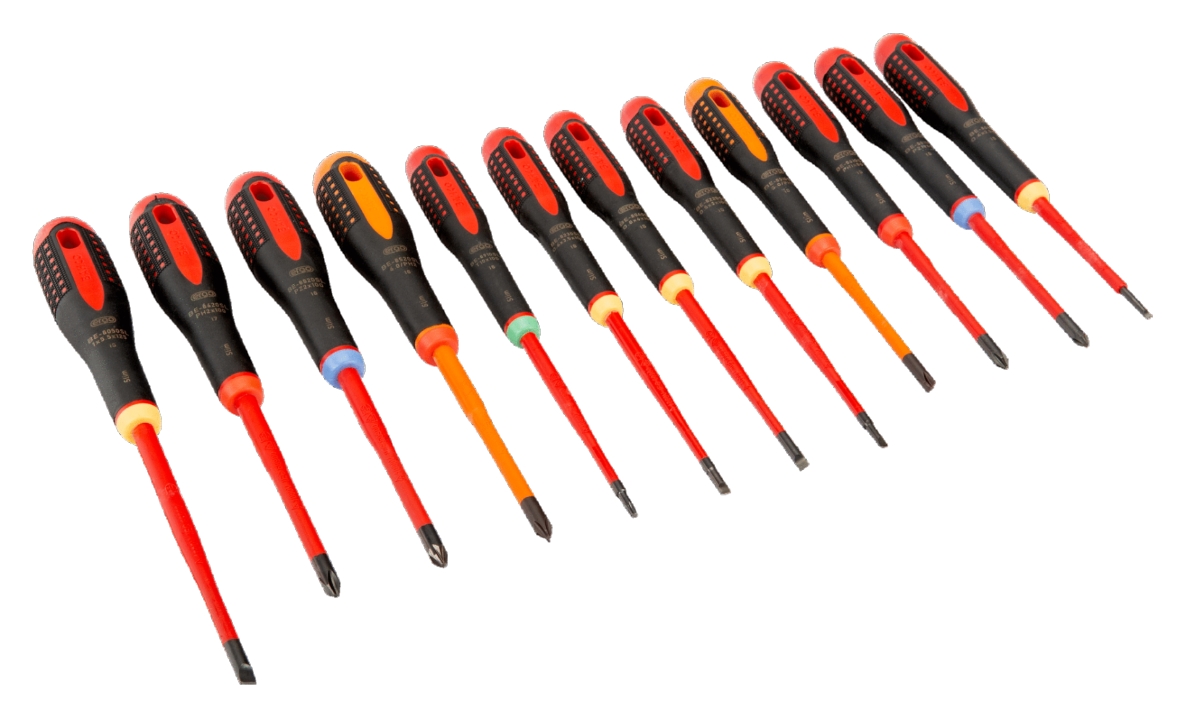 Bahco BE-9878SL ERGO™ Smalle VDE geïsoleerde schroevendraaierset met driecomponentengreep van 12 mm 12-delig