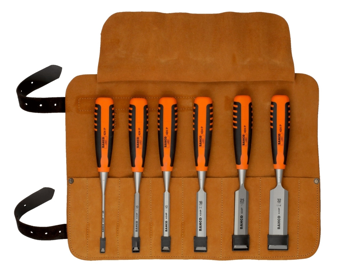 Bahco 424P-S6-LR Professionele Steekbeitelset in lederen Pouche 6-Delig