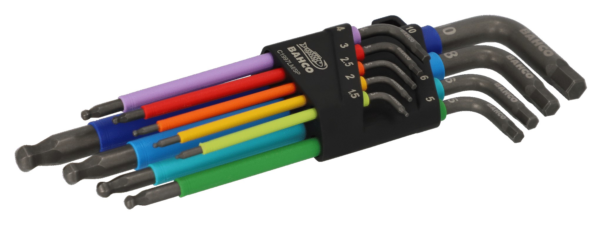 Bahco C1997LM/9P Stiftsleutelset zeskant, lang, gefosfateerd, gekleurd, metrisch - 9-delig