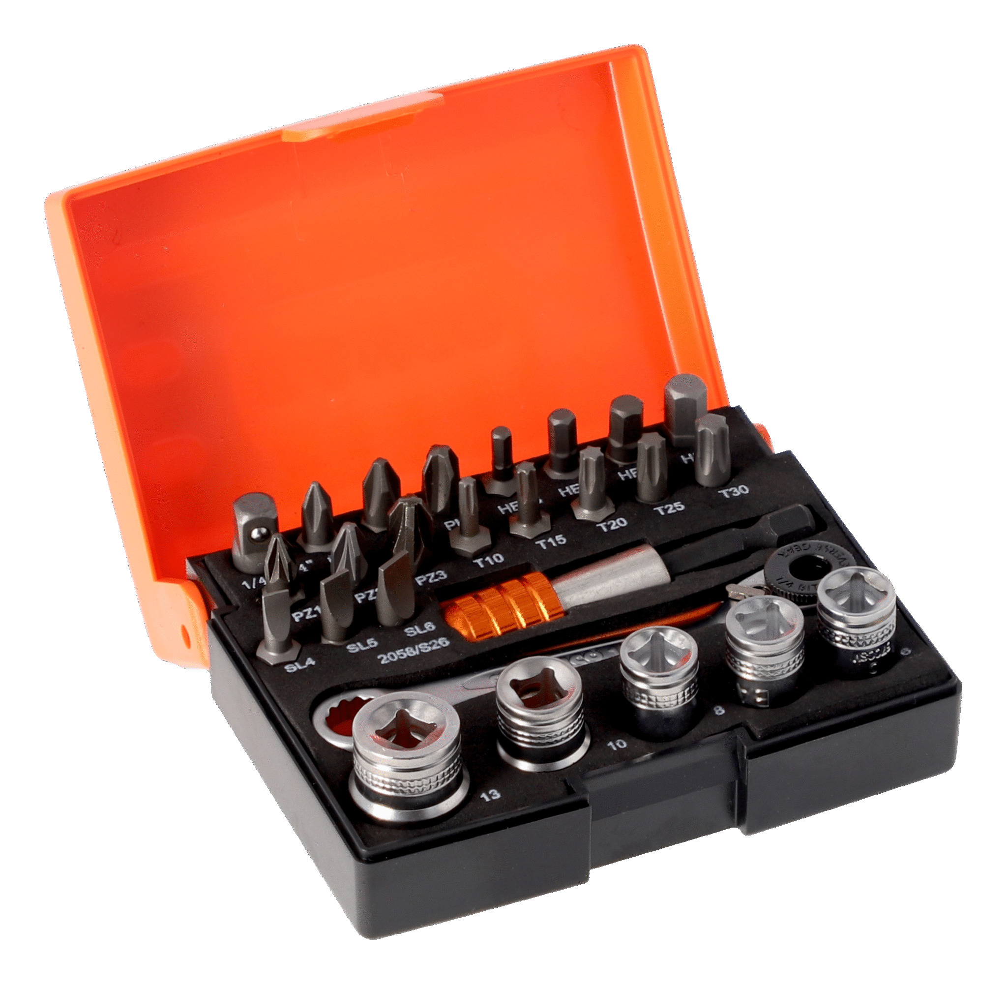 Bahco 2058/S26 Bit en dopsleutel set 1/4" Metrisch 6-13 mm, 26-delig