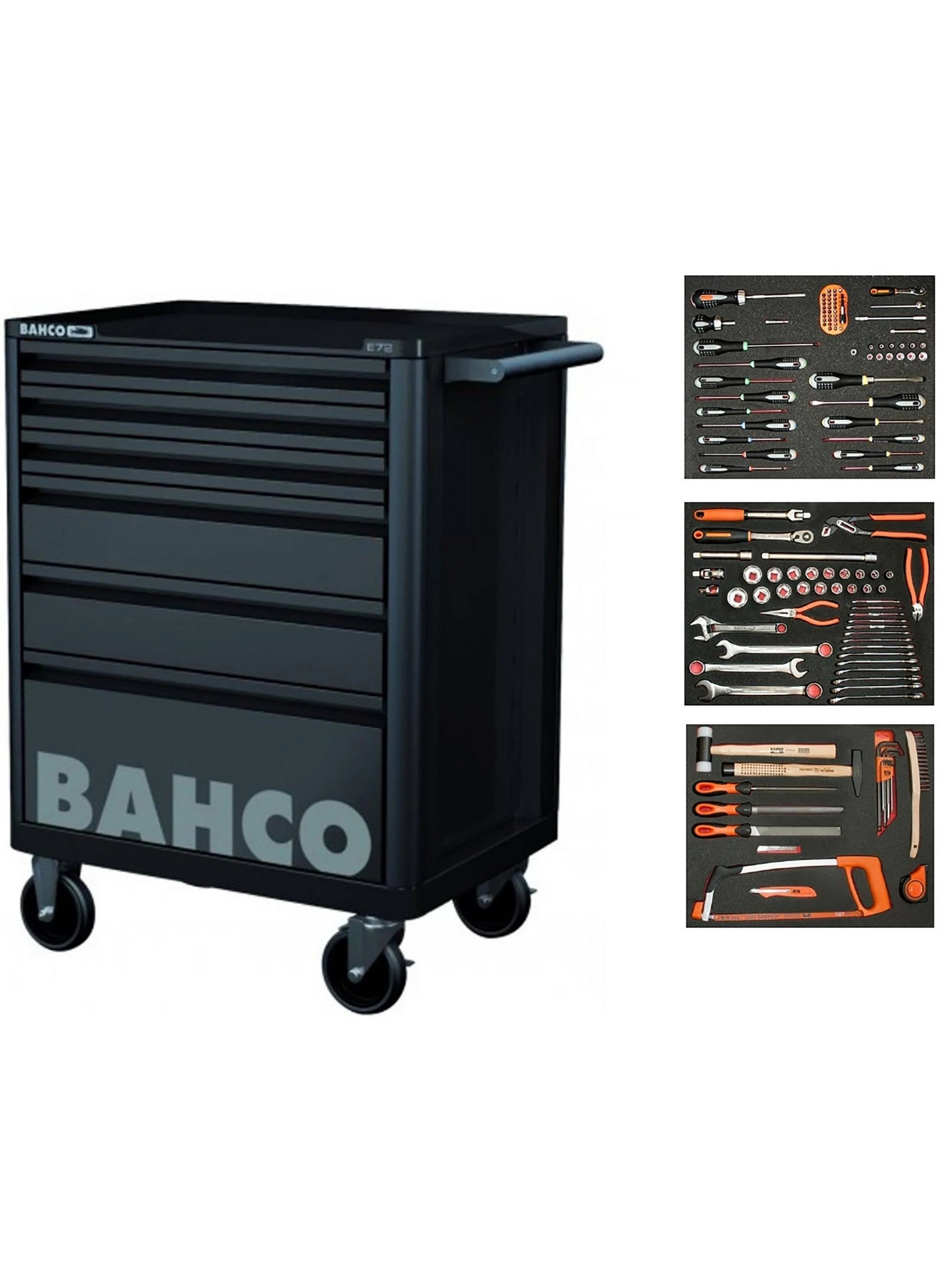 Bahco 1472K6BLACK-FULL3 1472K6FULL3 Gereedschapswagen zwart 130-delig