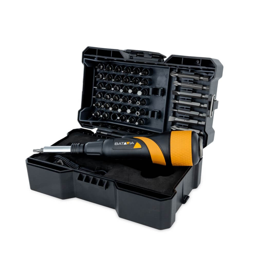 7064741 Maxxgrip 3.6V Accu Schroevendraaier 1x 3.6V Accu en USB lader in koffer met bitset 44-delig