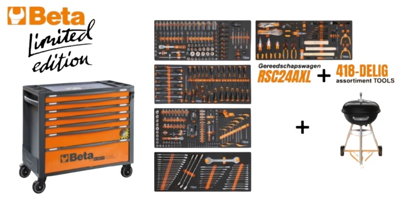 Beta 024006349 RSC24AXL/7 Gereedschapswagen + Gereedschapsset 418-delig + gratis Weber BBQ