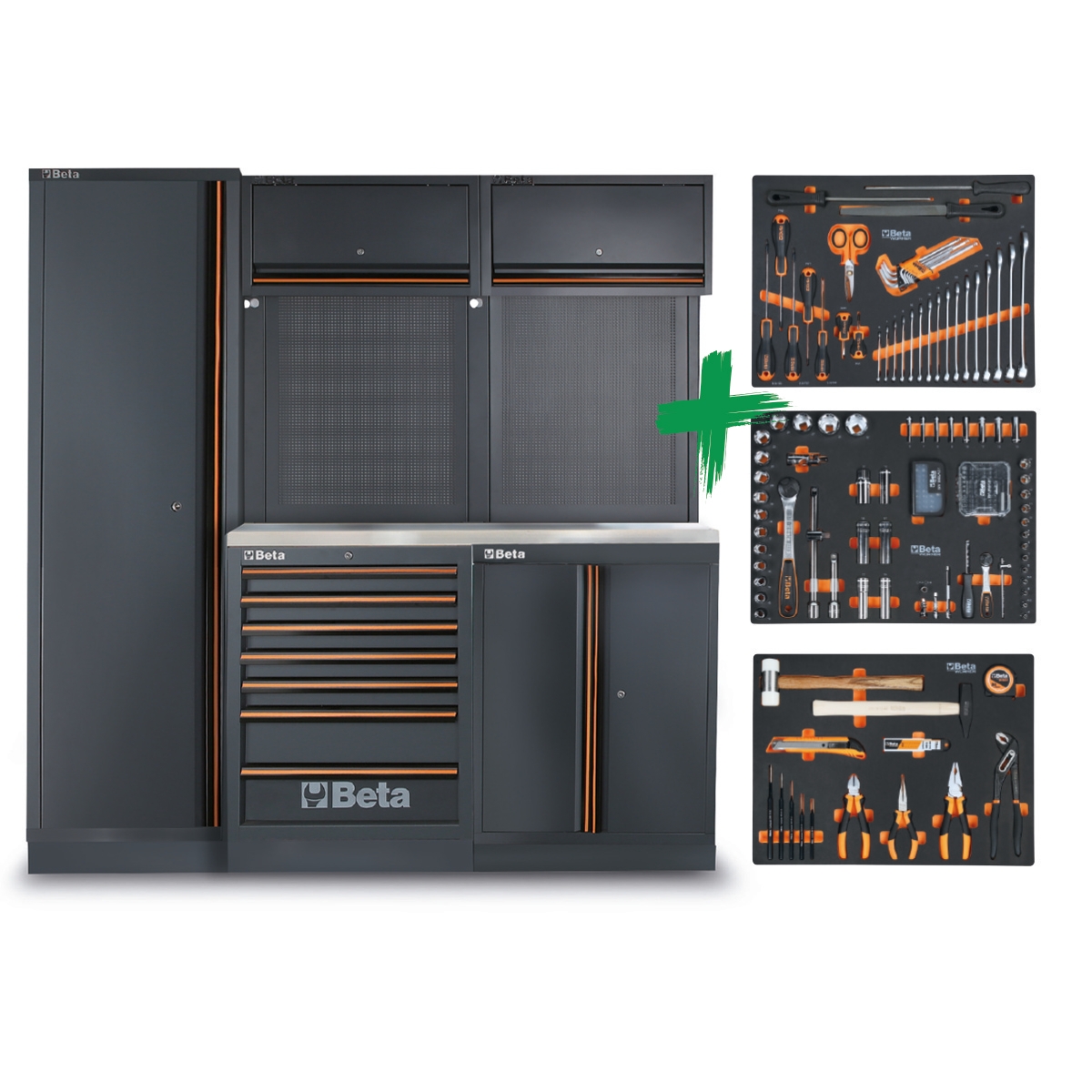 Beta 045009155 C45PRO 2.0 B7X Werkplaatsinrichting met assortiment Beta Worker universele gereedschappen 196-delig