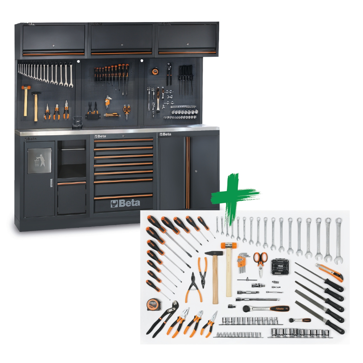 Beta 045009167 C45PRO 2.0 AX Werkplaatsinrichting met assortiment Beta Worker universele gereedschappen 157-delig