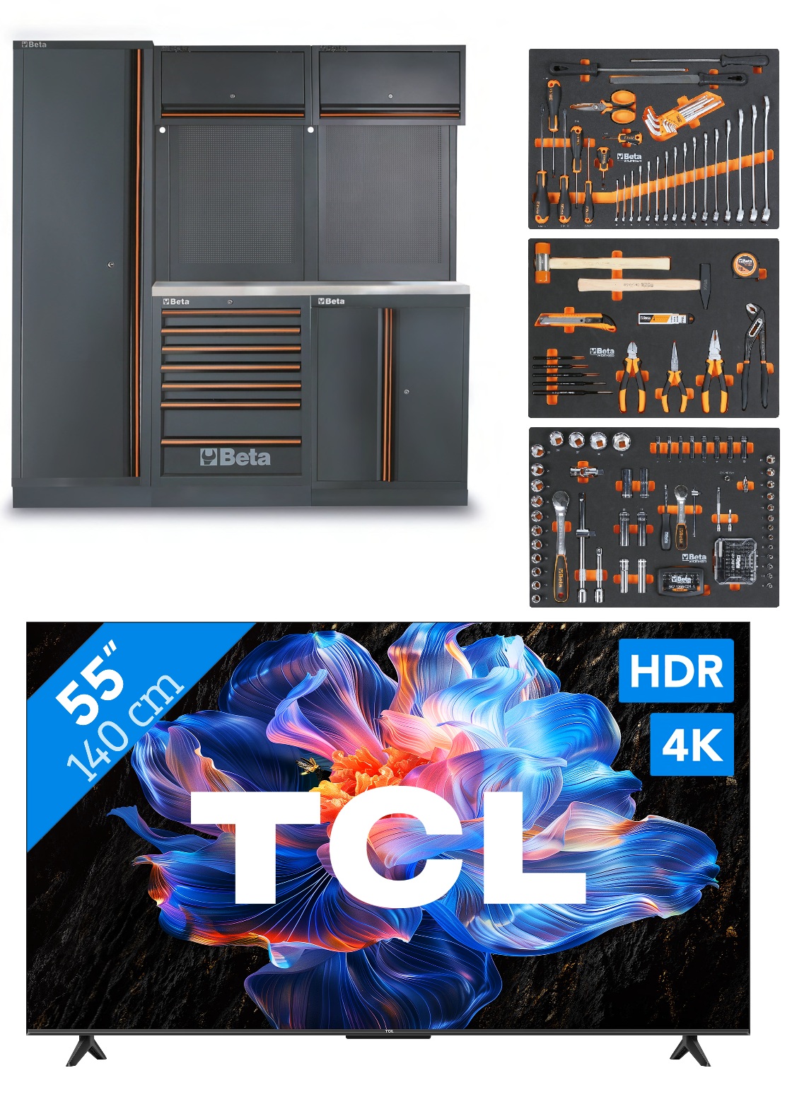 Beta ZNLWK0001 C45PRO 2.0 B7X Werkplaatsinrichting met 196-delig assortiment + gratis 55"TCL TV