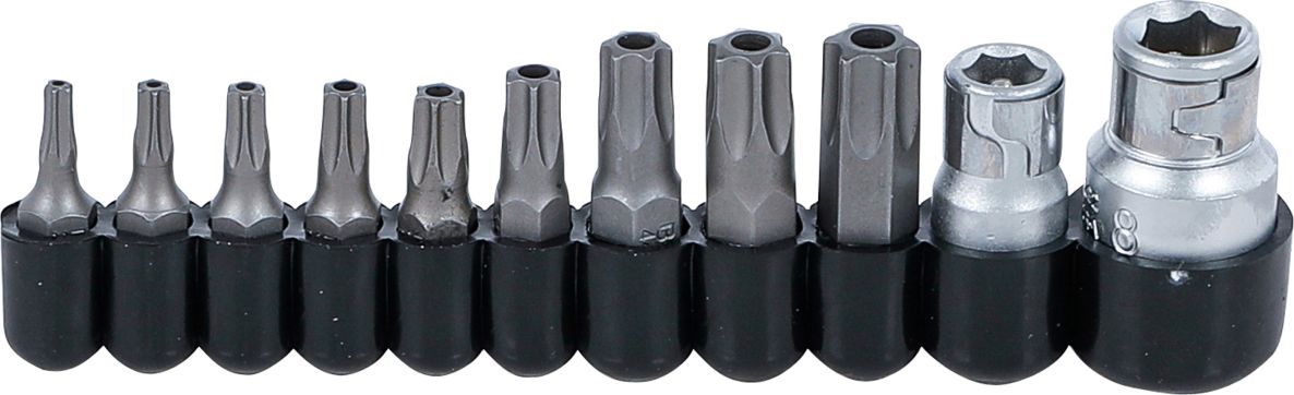BGS 786 Bitset 6,3 mm (1/4") / 10 mm (3/8") buitenzeskant T-profiel (voor Torx) met boring 11-delig