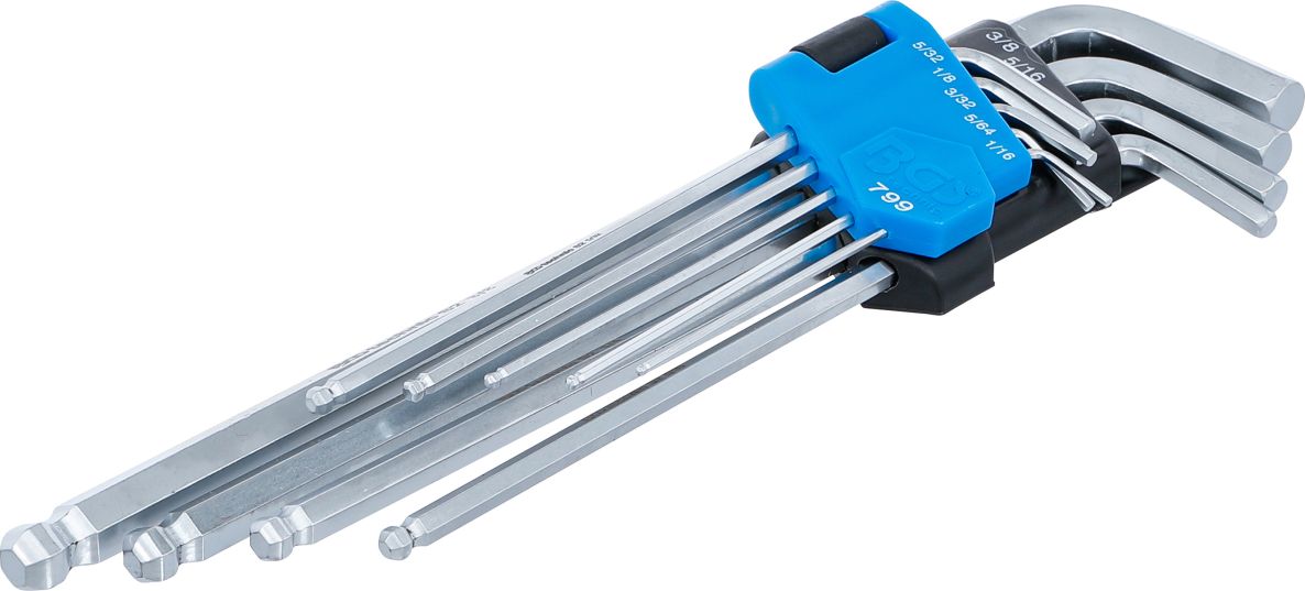 BGS 799 Stiftsleutelset inches binnenzeskant met kogelkop 1/16" - 3/8" 9-delig