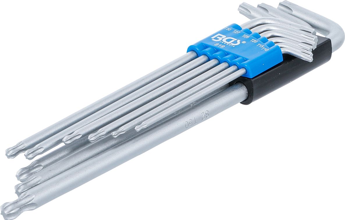 BGS 819 Stiftsleutelset extra lang T-profiel (voor Torx) met kogelkop T10 - T50 9-delig