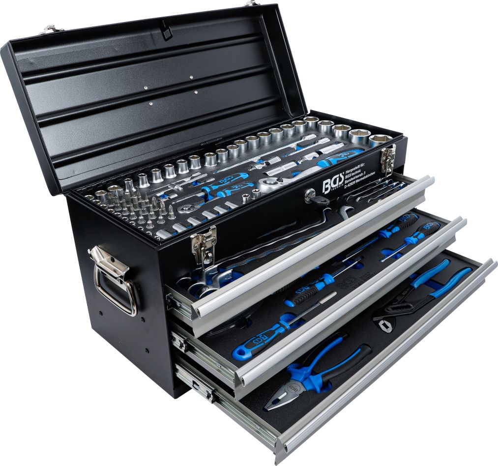BGS 3318 Metalen gereedschapkoffer 3 schuifladen met 143 gereedschappen