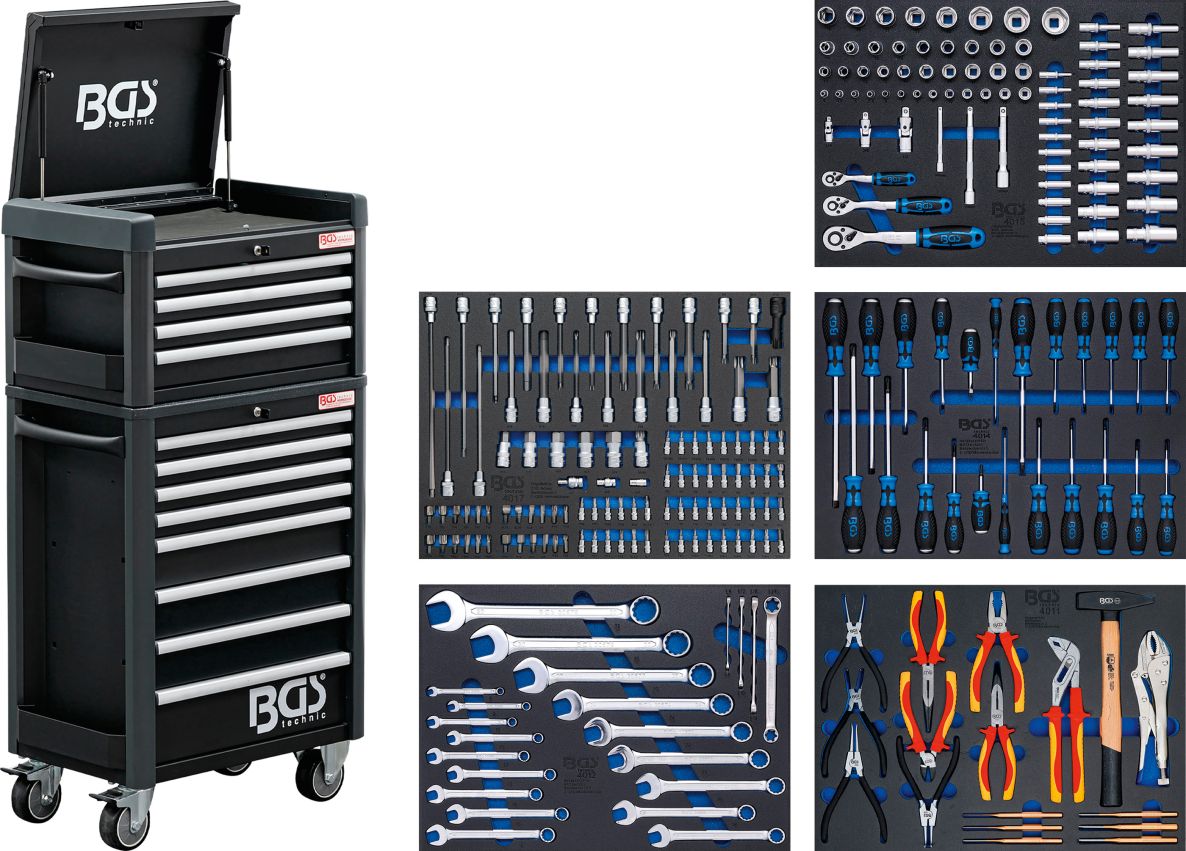 BGS 4088 Gereedschapwagen Profi Standaard Maxi 12 laden met 263 gereedschappen