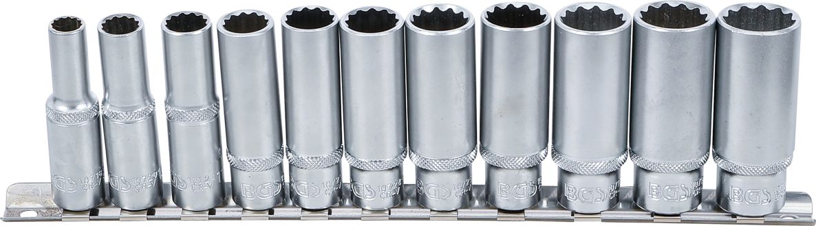 BGS 5252 Dopsleutelset twaalfkant, diep 10 mm (3/8") 8 - 19 mm 11-delig
