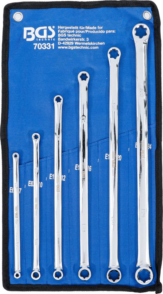 BGS 70331 Ringsleutelset met E-profiel koppen extra lang E6 x E7 - E22 x E24 6-clg