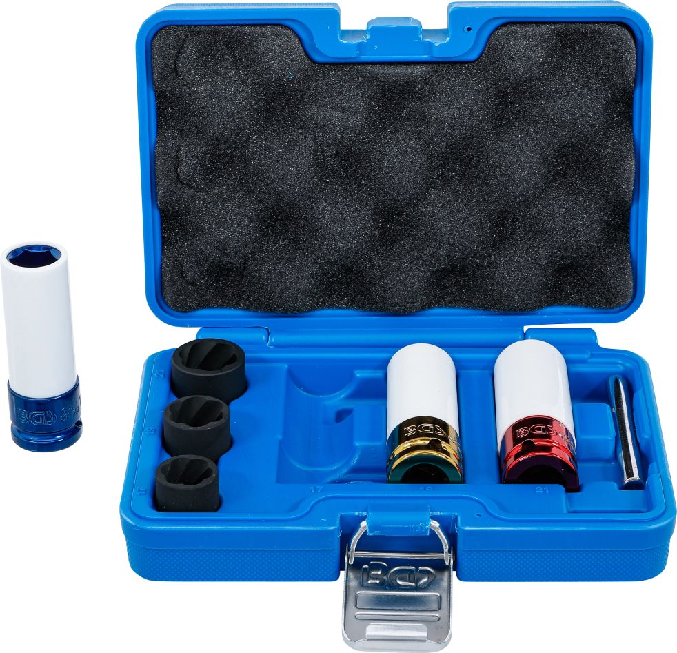 BGS 74297 Set kracht wielmoerdopsleutels en spiraalprofieldopsleutels Aandrijving binnenvierkant 12,5 mm (1/2") 17 - 21 mm 7-delig