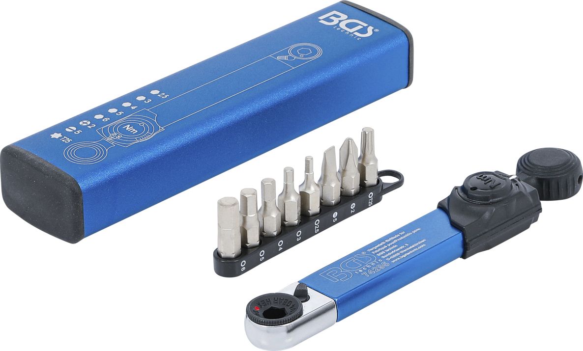 BGS 74295 Momentsleutel aandrijving binnenzeskant 6,3 mm (1/4") 2 - 10 Nm met bitset 9-delig