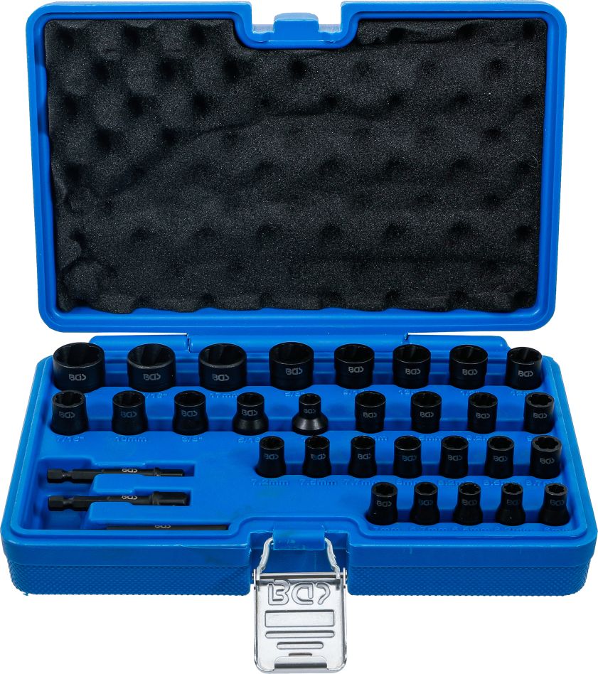 BGS 74560 Spiraalprofiel-dopsleutelset / schroefuitdraaier 6,3 mm (1/4") / 10 mm (3/8") metrische en inchmaten 32-delig