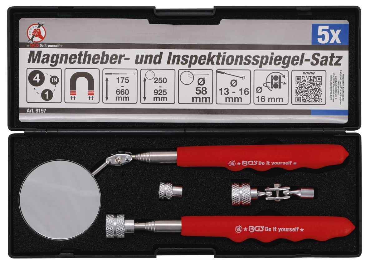 BGS Do It Yourself 9197 Magneethulp en inspectiespiegelset 4-delig