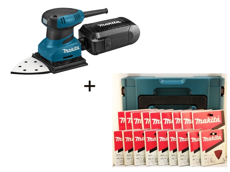 Makita BO4565KSET 230V Vlakschuurmachine + Mbox 2 met schuurpapier