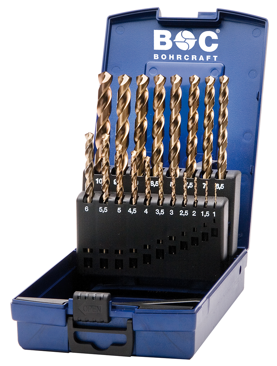 Bohrcraft 11401330019 Borenset KE10 HSS-E ABS-Box / 1-10x0,5 / 19-dlg