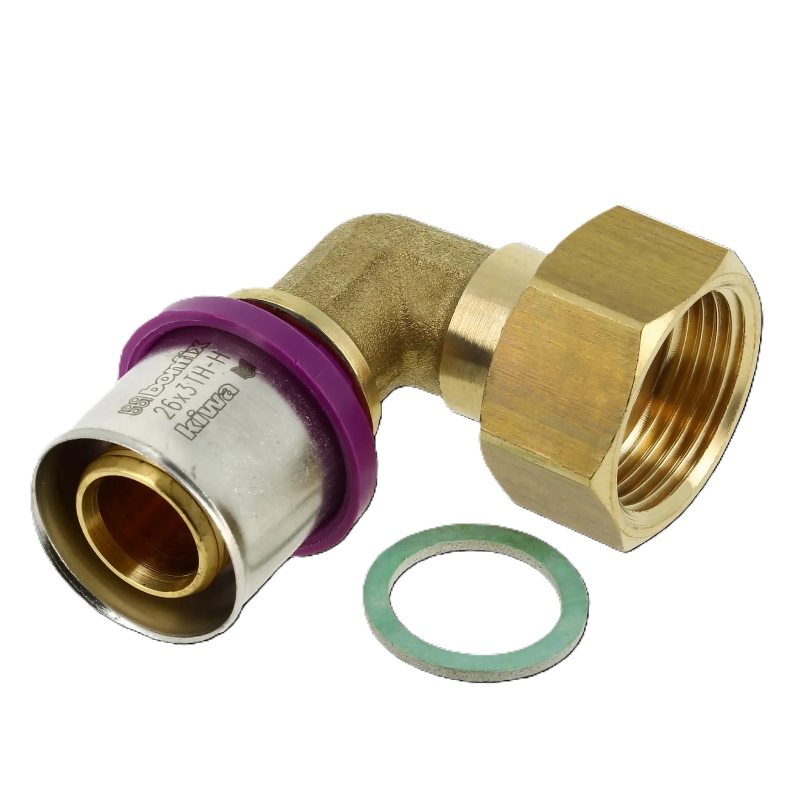 Bonfix 2002115 Alu-pers 2-delige kniekoppeling met klingerit ring 3/4"x 26 mm