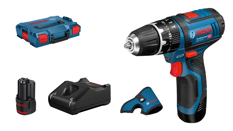 Bosch Blauw 06019B6906 GSB 12V-15 Accuklopboorschroevendraaier 2x 12V 2,0 Ah en lader GAL 12V-40 in L-Boxx