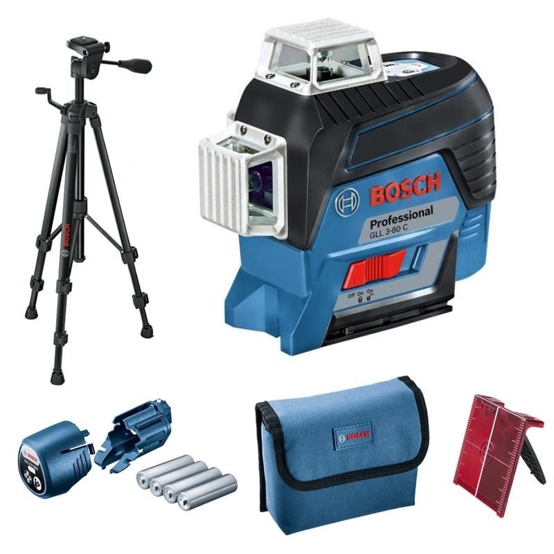 Bosch Blauw 0601063R01 GLL3-80 C Kruislijnlaser 12V + BT150 statief
