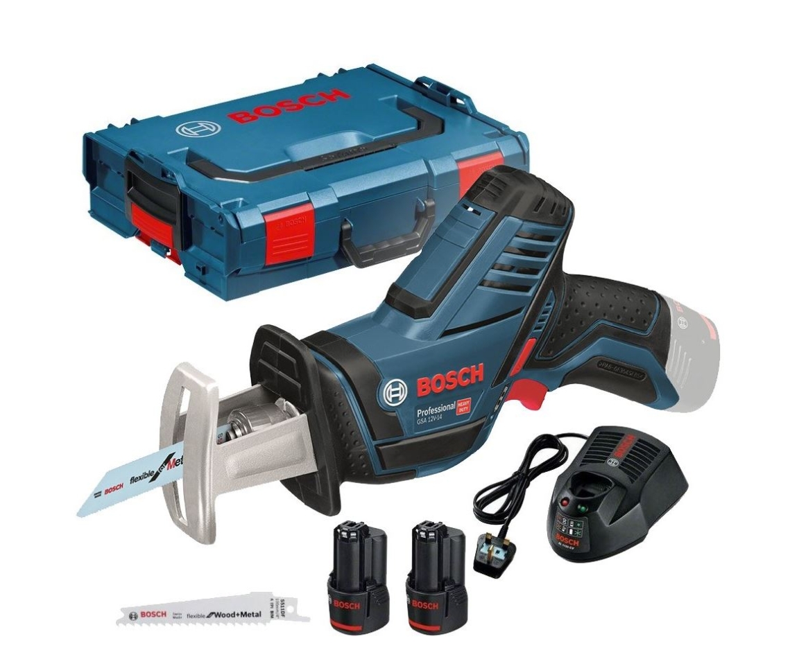 Bosch Blauw 060164L976 GSA 12V-14 Accureciprozaag 12 Volt 3,0Ah Li-Ion in L-Boxx