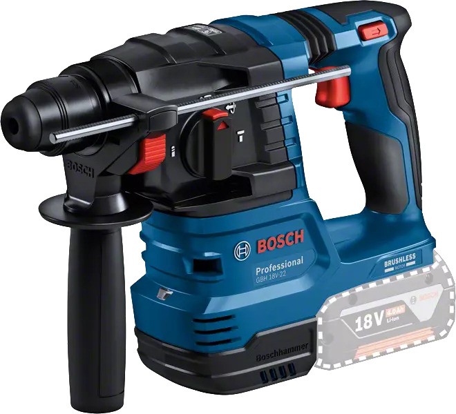 Bosch Blauw 0611924004 GBH 18V-22 Professional Accu Boorhamer 18V excl. accu's en lader in L-Boxx +GDE 18V-12 Afzuigsysteem