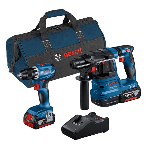 Bosch Blauw 0615A50038 Comboset - GSR 18V-45 Accuboor + GBH 18V-22 Accuboorhamer 18V 4.0Ah Li-Ion