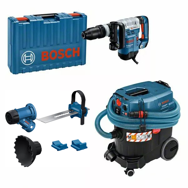 Bosch Blauw 0615A5004M GSH 5 CE Breekhamer + GAS 35 M AFC Stofzuiger + GDE Max Afzuighulpstuk