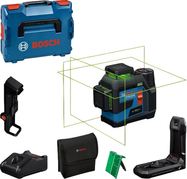 Bosch Blauw 0601065401 GLL 12V-100-33 CG Lijnlaser set 1x 2,0 Ah en snellader GAL 12V-40 in L-BOXX